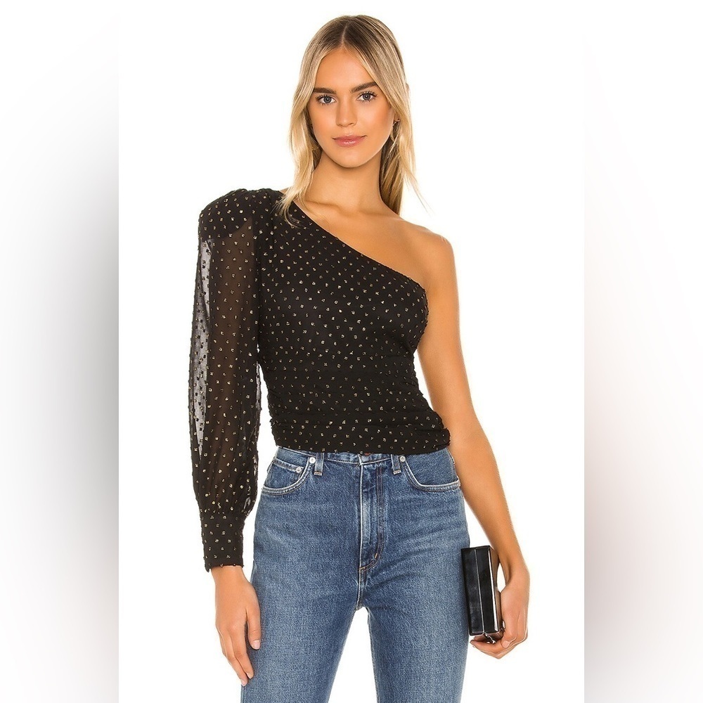 Revolve Privacy Please Claire Top, Black & Gold, Size S